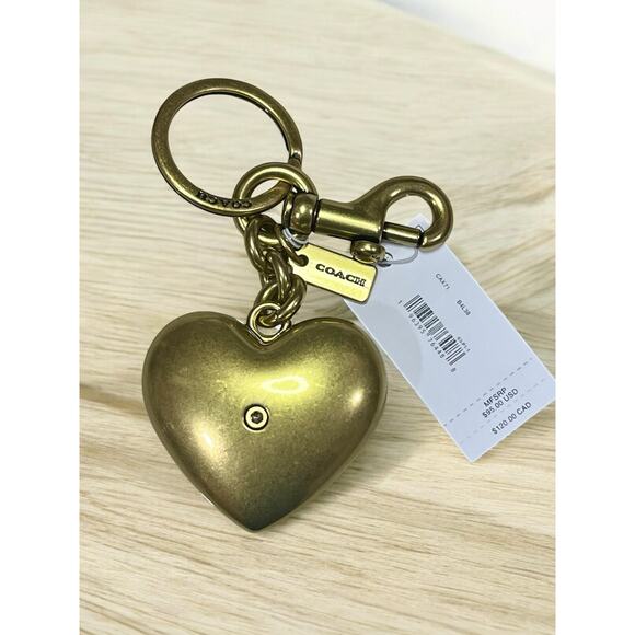 NWT Coach CAX71 Rainbow Heart Bag Charm Key Ring - Picture 3 of 4